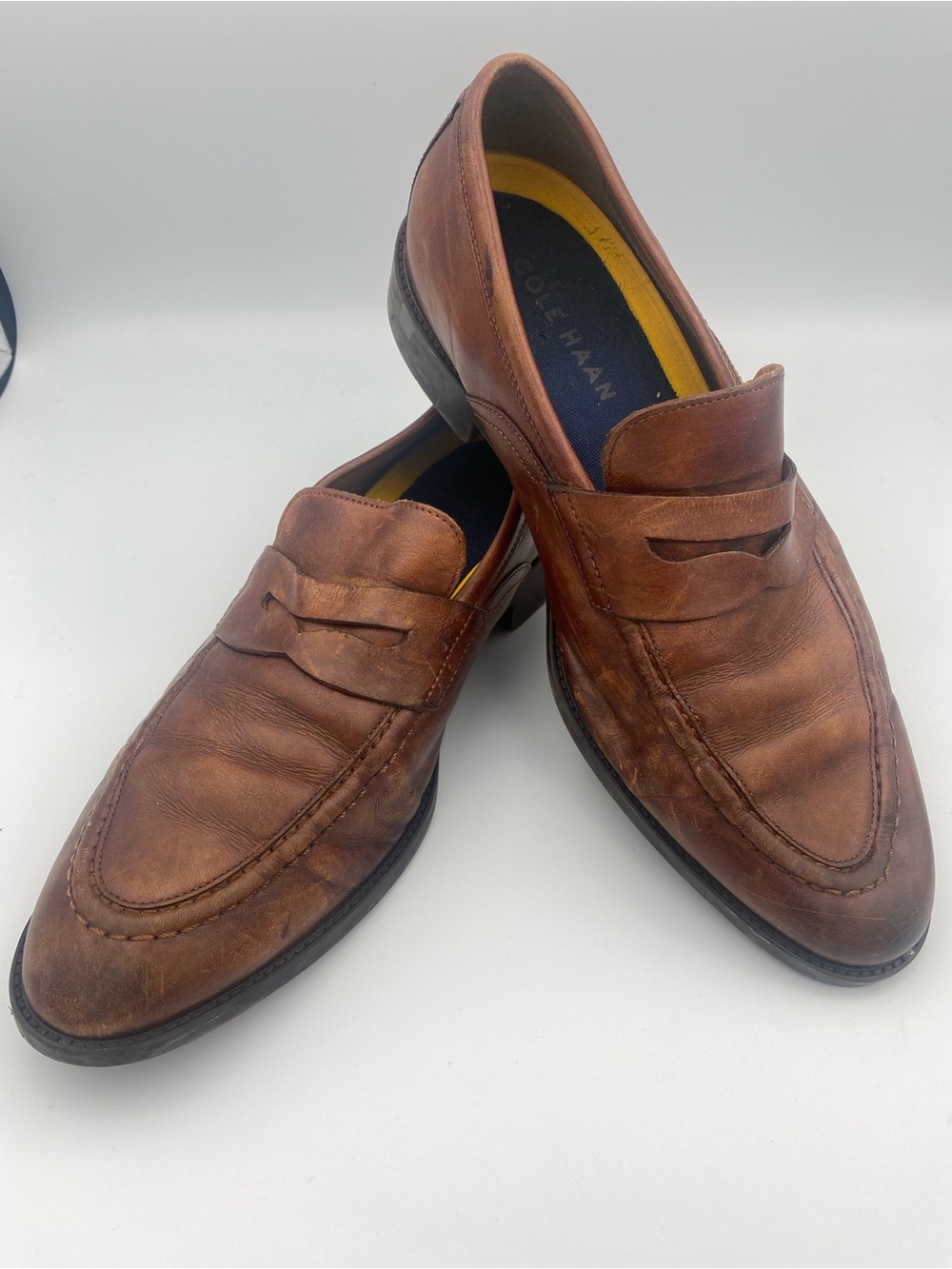 Cole Haan Cognac Leather Penny Loafers